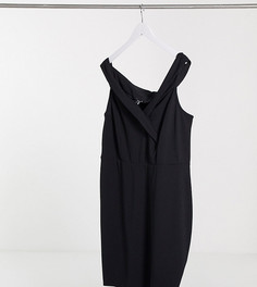 Черное платье миди с открытыми плечами New Look Curve-Черный