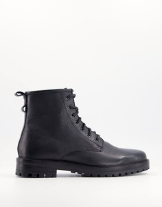 Черные кожаные ботинки на шнуровке Schuh-Коричневый цвет