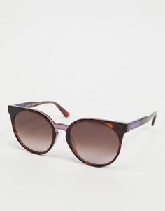 Солнцезащитные очки в круглой оправе черепаховой расцветки Etro-Коричневый цвет