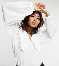 Белая блуза с отложным воротником и объемными рукавами Vero Moda Petite-Белый