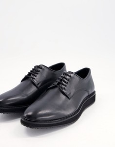 Черные кожаные ботинки на шнуровке Schuh Reube-Черный цвет