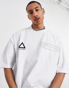 Белая oversized-футболка из плотного трикотажа с принтом логотипа на груди и спине ASOS Unrvlld Supply-Белый