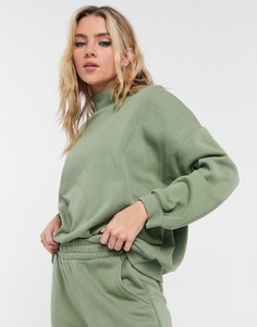 Шалфейно-зеленый свитшот для дома в стиле oversized из экологичного трикотажа Chelsea Peers-Зеленый цвет