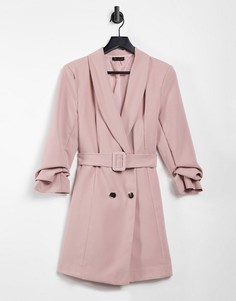 Розовое платье-пиджак с поясом и двумя пуговицами I Saw It First-Розовый цвет