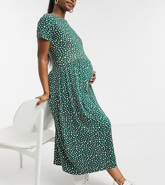 Свободное платье миди с пятнистым принтом Wednesdays Girl Maternity-Зеленый цвет