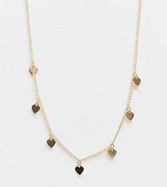 Золотистое ожерелье с подвесками в форме сердечек ASOS DESIGN Curve-Золотистый