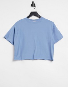 Синяя укороченная футболка в стиле oversized In The Style-Голубой
