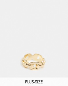 Эксклюзивное золотистое кольцо в форме цепочки DesignB London Curve-Золотистый