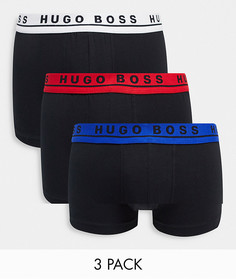 3 пары боксеров-брифов черного цвета с контрастным поясом BOSS Bodywear-Черный цвет