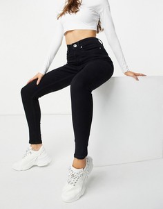 Черные зауженные джинсы с завышенной талией и логотипом The Couture Club-Черный цвет