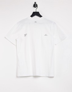Белая футболка с маленькой надписью на спине Lacoste-Белый