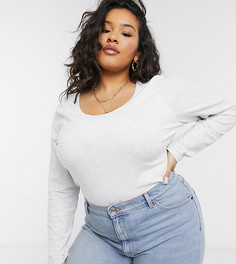 Серый лонгслив с овальным вырезом Cotton:On Curve