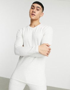 Утепленный базовый лонгслив из ткани с вафельной фактурой ASOS 4505-Белый