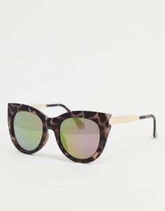 Солнцезащитные очки «кошачий глаз» с фиолетовыми стеклами в черепаховой оправе AJ Morgan-Коричневый цвет