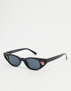 Квадратные солнцезащитные очки в черной оправе с отделкой сердечком AJ Morgan-Черный цвет