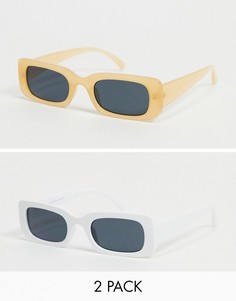 Набор из двух пар солнцезащитных очков бежевого и белого цвета в оправе в стиле ретро SVNX-Многоцветный