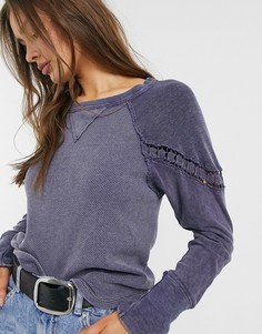 Голубой трикотажный лонгслив Free People Luella