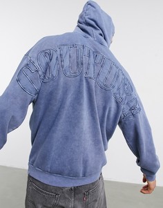 Oversized-худи с аппликацией и фирменным вышитым логотипом в тон The Couture Club-Темно-синий