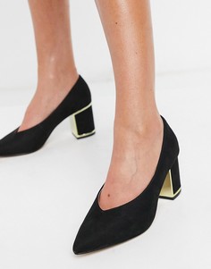 Черные туфли на блочном каблуке с заостренным носком OFFICE Moneypot-Черный цвет