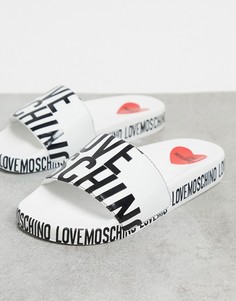 Белые шлепанцы с логотипом Love Moschino-Черный цвет