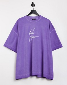Фиолетовая oversized-футболка с маслянистым эффектом и логотипом на груди ASOS Dark Future-Фиолетовый цвет