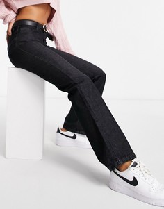 Черные выбеленные джинсы с легким клешем и завышенной талией Femme Luxe-Черный цвет
