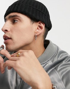 Серебристые серьги-кольца с подвесками Icon Brand-Серебристый