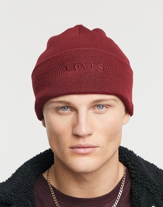 Бордовая шапка-бини с логотипом Levis-Красный