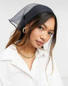 Черный платок на голову из прозрачной ткани ASOS DESIGN-Черный цвет