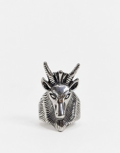 Серебристое кольцо из нержавеющей стали с дизайном в виде козла ASOS DESIGN-Серебристый