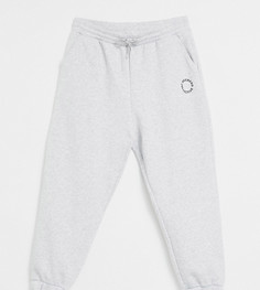 Серые меланжевые oversized-джоггеры с логотипом ASOS Weekend Collective Curve-Серый