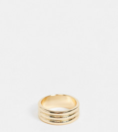 Золотистое кольцо с дизайном тройного ободка ASOS DESIGN Curve-Золотистый