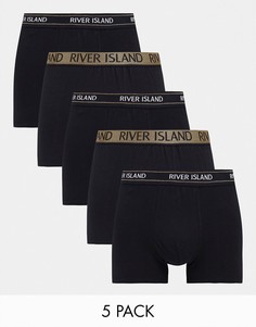 Комплект из 5 пар боксеров-брифов River Island-Черный