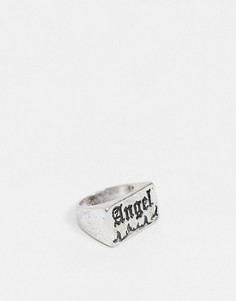 Серебристое кольцо с надписью "Angel" ASOS DESIGN-Серебристый