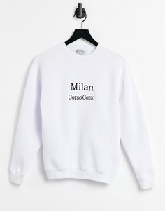 Белый свитшот в стиле oversized In The Style x Lorna Luxe Milan