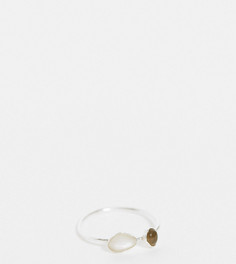 Кольцо из стерлингового серебра с двумя камнями Kingsley Ryan Curve-Серебристый