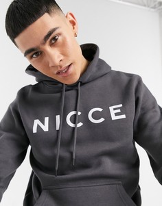 Серый худи с оригинальным логотипом Nicce