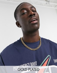 Короткая массивная цепочка шириной 12 мм с позолотой 14 карат ASOS DESIGN-Золотистый