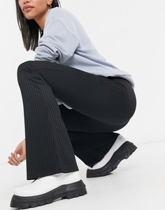Черные зауженные брюки клеш в рубчик от комплекта Topshop-Черный цвет