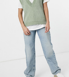 Мешковатые джинсы в стиле 90-х с эффектом застиранности и рваной отделкой COLLUSION x014-Голубой