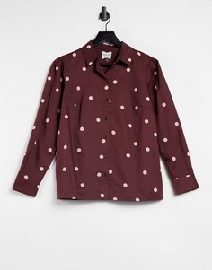 Рубашка из органического хлопка в горошек на пуговицах People Tree-Коричневый цвет