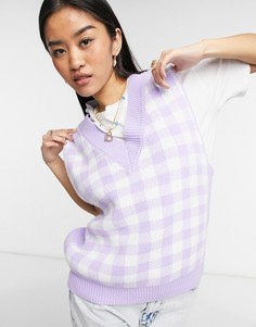 Вязаный жилет в сиреневую клетку (от комплекта) ASOS DESIGN-Фиолетовый цвет