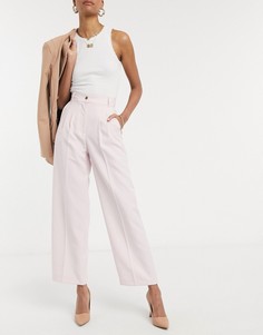 Розовые саржевые брюки с широкими штанинами River Island-Коричневый цвет