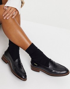 Черные кожаные пенни-лоферы на блочном каблуке Barbour Blenheim-Черный цвет