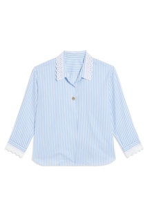 Голубая рубашка из хлопка в полоску Sandro