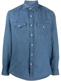 Brunello Cucinelli джинсовая рубашка в стиле вестерн