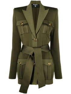 Balmain блейзер с заостренными лацканами и поясом