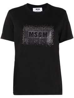 MSGM футболка с логотипом и стразами