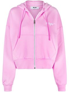 MSGM худи на молнии с вышитым логотипом