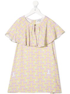 LANVIN Enfant платье с монограммой и оборками
